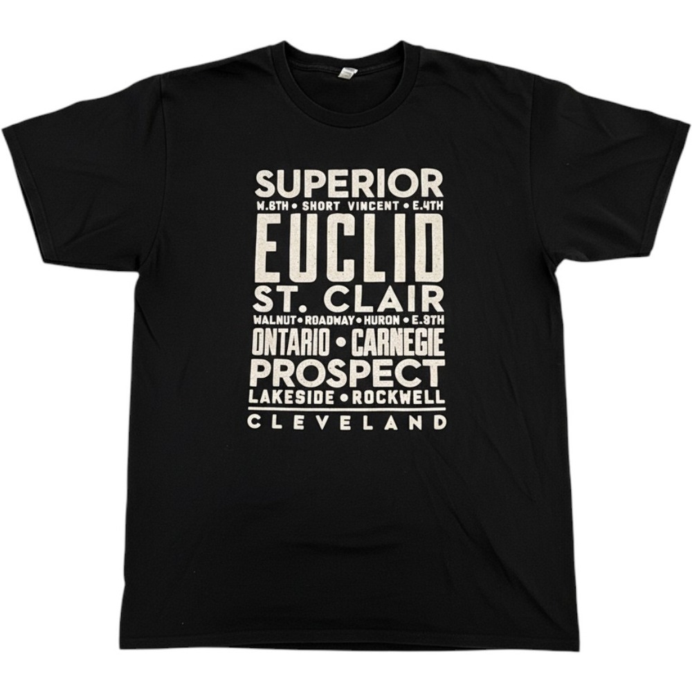 CLE Clothing Co Cleveland Street Names Graphic T-Shirt Black 3XL Made in USA